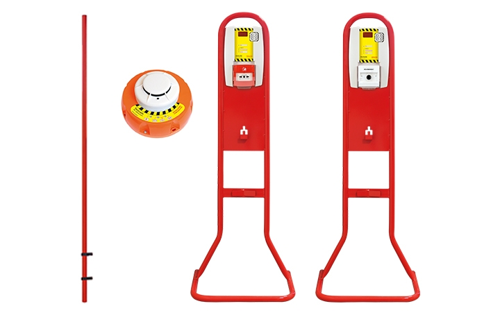 Fire extinguisher stands. Crdits : myfiresafetyproducts.com 2021