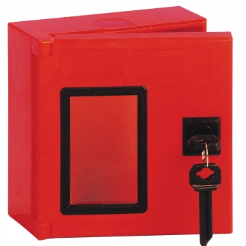 Red ABS emergency key box. Crdits : 