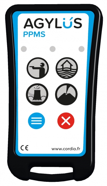 Remote control for emergency alert - AGYLUS. Crdits : ©myfiresafetyproducts.com 2021
