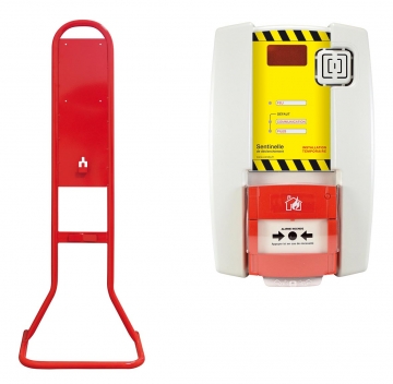 Fire extinguisher stand for triggering. Crdits : myfiresafetyproducts.com 2021